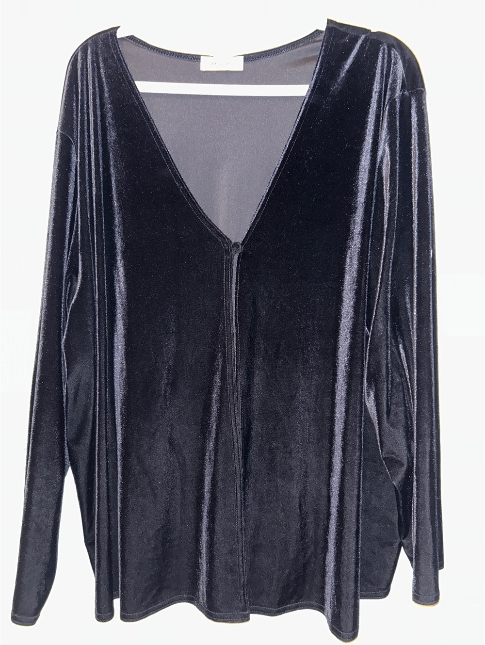 Nuart Black Velvet Long Sleeve Top with Front Button Detail